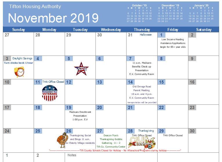 November 2019 Calendar.