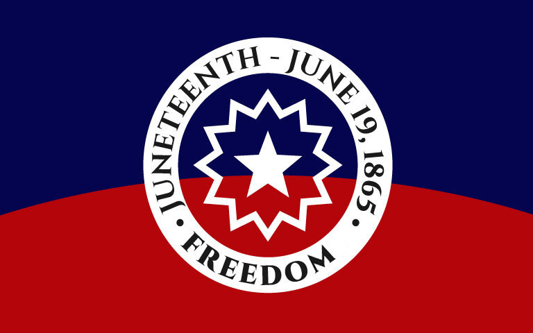 Juneteenth logo with the text Juneteenth - June 19, 1865 - Freedom.