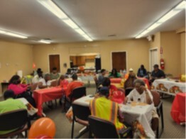 Assorted tables at the Christmas Bingo event.