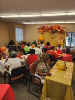 Various tables at the Christmas Bingo event.